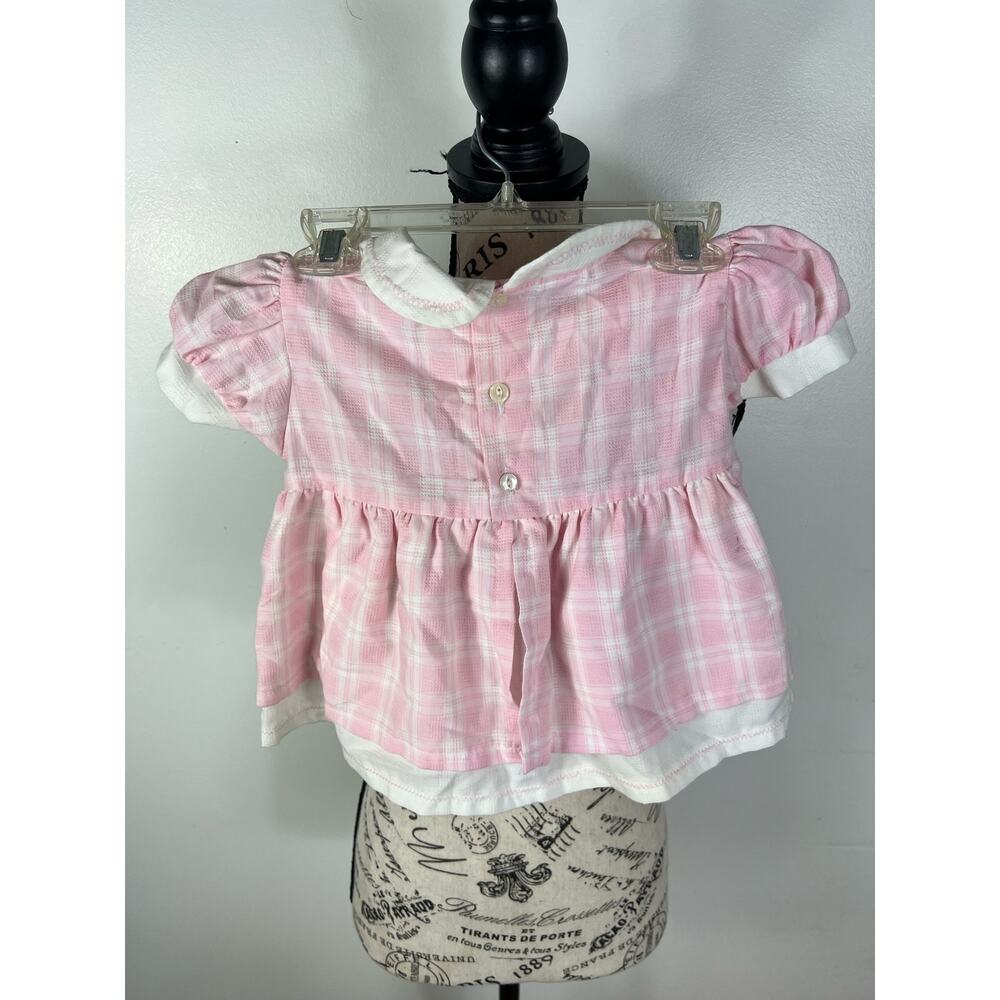Vintage 24M light pink and white plaid collard dress with cat detail - Picture 2 of 10